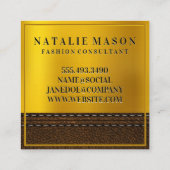 Carte De Visite Carré Monogramme de dégradé d'or | Bordure (Dos)