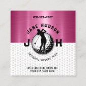 Carte De Visite Carré Monogramme de golf pour femmes (Dos)