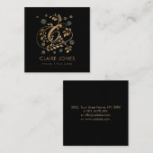 Carte De Visite Carré Monogramme de luxe Golden Calligraphy avec lettre (Devant / Derrière)