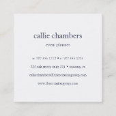 Carte De Visite Carré Monogramme de menthe et de marine (Dos)