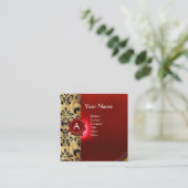 CARTE DE VISITE CARRÉ MONOGRAMME DE PARCHEMENT DE SCEAUX DE CIRE ROUGE (Debout devant)