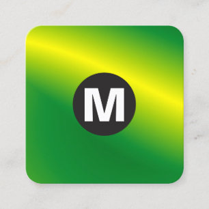 Carte De Visite Carré Monogramme de point de cercle - Vague verte
