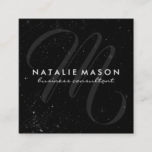 Carte De Visite Carré Monogramme de script avec lunettes (Devant)