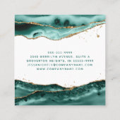 Carte De Visite Carré Monogramme de script d'agate Turquoise Photo (Dos)