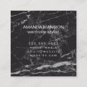 Carte De Visite Carré Monogramme de script | Marbre noir (Dos)