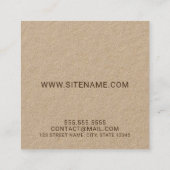 Carte De Visite Carré Monogramme de script moderne et papier de nom Kraf (Dos)