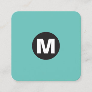 Carte De Visite Carré Monogramme de tache de cercle - Aqua