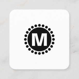 Carte De Visite Carré Monogramme décoré de tache de cercle - noir