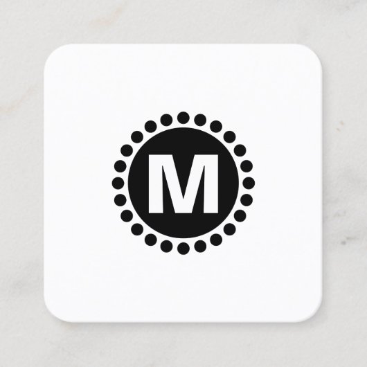 Carte De Visite Carré Monogramme décoré de tache de cercle - noir (Devant)
