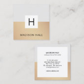 Carte De Visite Carré Monogramme d'or gris moderne professionnel (Devant / Derrière)