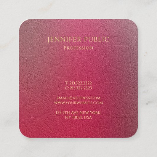 Carte De Visite Carré Monogramme d'or moderne Structure texturée (Dos)