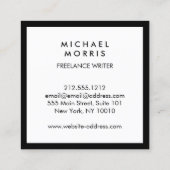 Carte De Visite Carré Monogramme du logo de boîte sur noir/blanc (Dos)