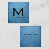 Carte De Visite Carré Monogramme Élégant Aero Cuir Moderne (Devant / Derrière)