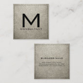 Carte De Visite Carré Monogramme Élégant Cuir Os Moderne (Devant / Derrière)