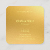 Carte De Visite Carré Monogramme élégant de modèle moderne d'or luxueux (Dos)
