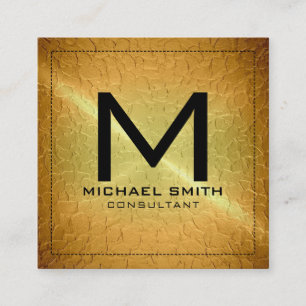 Carte De Visite Carré Monogramme Élégant métal or moderne