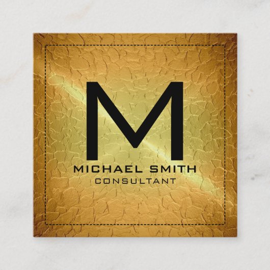 Carte De Visite Carré Monogramme Élégant métal or moderne (Devant)
