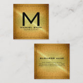 Carte De Visite Carré Monogramme Élégant métal or moderne (Devant / Derrière)