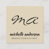 Carte De Visite Carré Monogramme élégant simple (Devant)