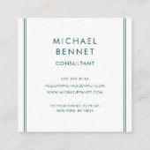 Carte De Visite Carré Monogramme Emerald Green Métallurgie Consultant (Dos)