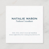 Carte De Visite Carré Monogramme exécutif | Noir brossé | Entreprise (Dos)