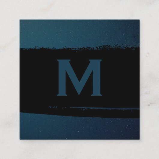 Carte De Visite Carré Monogramme exécutif | Noir brossé | Entreprise (Devant)