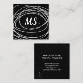 Carte De Visite Carré Monogramme / Expressif (Devant / Derrière)