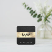 Carte De Visite Carré Monogramme Faux Cuir / Gold Luxe (Debout devant)