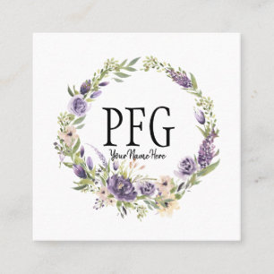 Carte De Visite Carré Monogramme floral personnalisé Fleurs sauvages vi