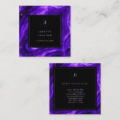 Carte De Visite Carré Monogramme Geode Black Purple Agate Professional (Devant / Derrière)