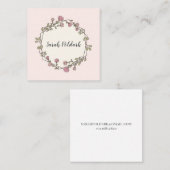 Carte De Visite Carré Monogramme géométrique rose floral (Devant / Derrière)