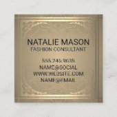 Carte De Visite Carré Monogramme | Gold Décor Carré frontalier (Dos)
