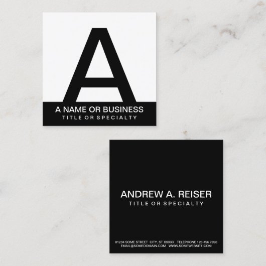 Carte De Visite Carré monogramme gras (Devant / Derrière)