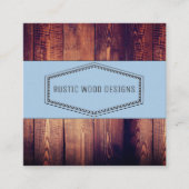 Carte De Visite Carré Monogramme gris gris bleu de grain de bois rustiqu (Devant)