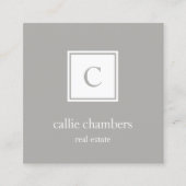 Carte De Visite Carré Monogramme gris Taupe (Devant)