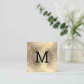 Carte De Visite Carré Monogramme | Huile d'or| Marbre noir (Debout devant)