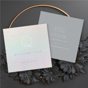 Carte De Visite Carré Monogramme Iridescendant Lumineux Minimaliste Mode
