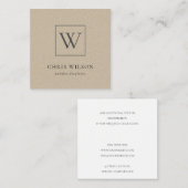 Carte De Visite Carré Monogramme Kraft simple minimal initial (Devant / Derrière)