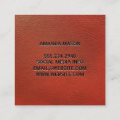 Carte De Visite Carré Monogramme | Lettrage de l'embranchement en cuir r (Dos)