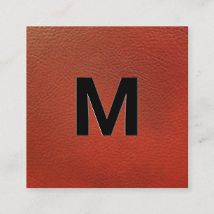 Carte De Visite Carré Monogramme   Lettrage de l'embranchement en cuir r