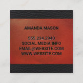 Carte De Visite Carré Monogramme | Lettrage de l'embranchement en cuir r (Dos)