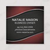 Carte De Visite Carré Monogramme | Mesh Arrière - plan rouge foncé dégra (Dos)