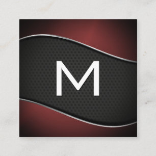 Carte De Visite Carré Monogramme   Mesh Arrière - plan rouge foncé dégra