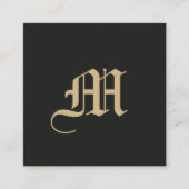 Carte De Visite Carré Monogramme minimal élégant Ornate Black Gold (Devant)