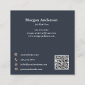 Carte De Visite Carré Monogramme minimal moderne et polygone métallique  (Dos)