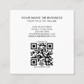 Carte De Visite Carré Monogramme minimal tendance unique bleu QR Code (Dos)