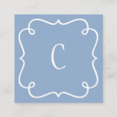 Carte De Visite Carré Monogramme minimal tendance unique bleu QR Code (Devant)