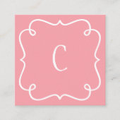 Carte De Visite Carré Monogrammé minimal tendance Unique Feminine Rose (Devant)