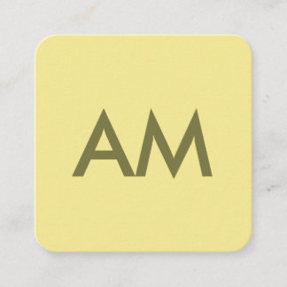 Carte De Visite Carré Monogramme minimaliste jaune