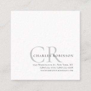 Carte De Visite Carré Monogramme minimaliste moderne personnalisable mod